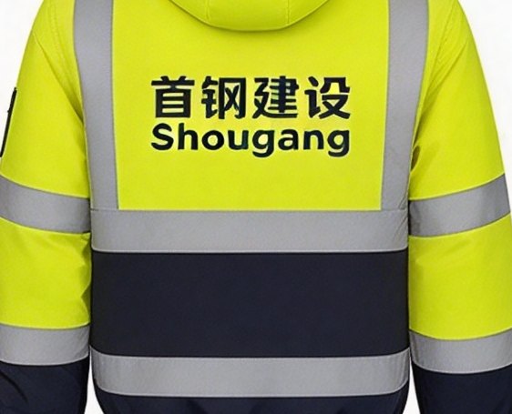 Custom hi-vis vest printed with Shougang logo