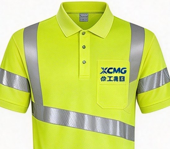 Custom hi-vis polo printed with XCMG logo
